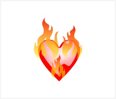 yanan kalp ikonu vektör çizimi