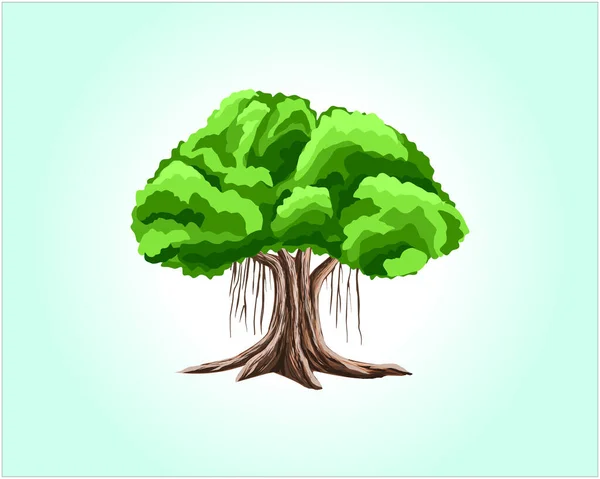 Banyan Ağaç Simgesi Vektör Illüstrasyonu — Stok Vektör