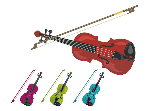 Vária Cor Violino Viola Imagem Vetorial — Vetor de Stock
