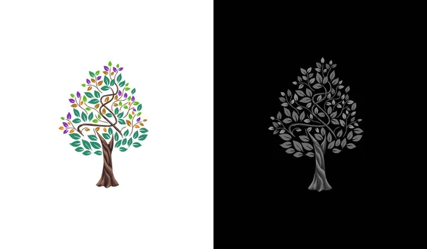 Szablon Logo Drzewa Styl Dekoracyjny — Wektor stockowy