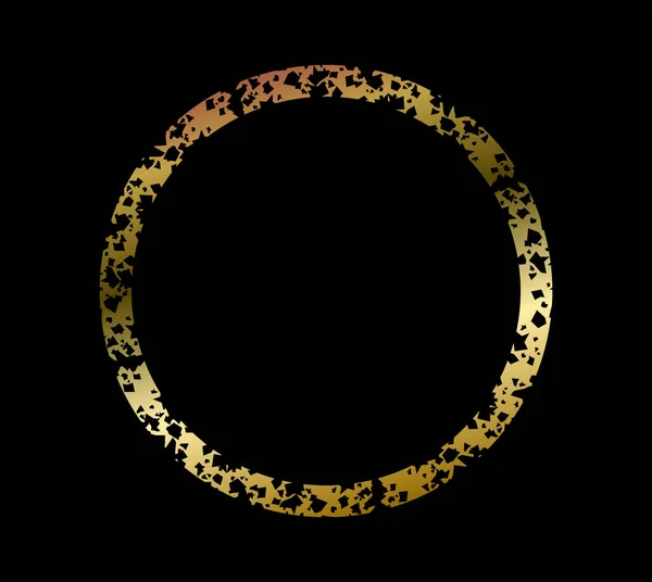 Circular Frame Gold Color Vintage Grunge Style — Stock Vector