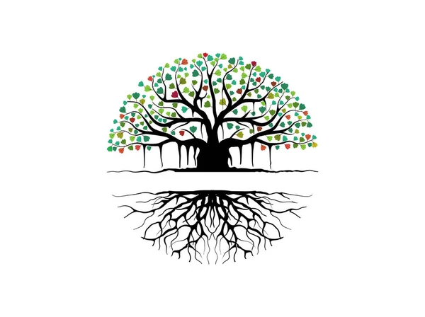 Banyan Δέντρο Και Ριζών Πρότυπα Λογότυπο Κυκλικό Σχήμα Βελανιδιά Χάσμα Royalty Free Διανύσματα Αρχείου