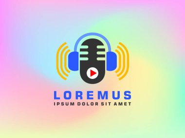 podcast logo şablonu, vektör resimleri