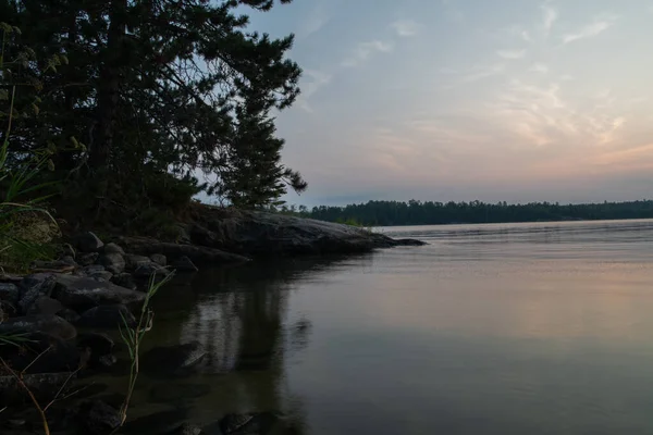 Lever Soleil Sur Lac Dans Nord Minnesota — Photo