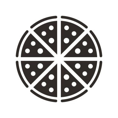 Pizza yassı vektör simgesi. Fast food 