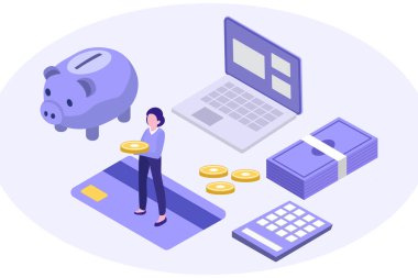 İş, mali yönetim kavramı. Düz izometrik vektör çizimi.