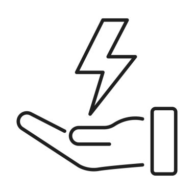hand hold lightning line icon