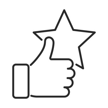 thumb up with star line icon