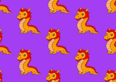   Çin yeni yılı. Eflatun bir arka planda ejderhalı kusursuz desen. Mutlu yıllar. 2025 yılı. Geleneksel Çince karakter. Asya mitolojik ejderhaları. 