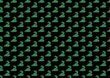   Yılanlı kusursuz desen. Siyah arka planda yılanlar olan kusursuz bir desen. - Mutlu yıllar. Yeşil Yılan Yılı.