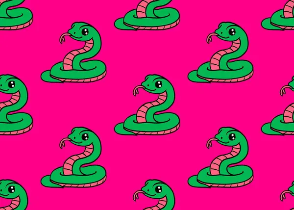   Yılanlı kusursuz desen. Pembe arka planda yılanlar olan kusursuz bir desen. - Mutlu yıllar. Yeşil Yılan Yılı.