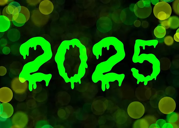   Yeni yıl 2025. Mutlu yıllar. 2025 yılı. Yeşil yüzen sayılar.