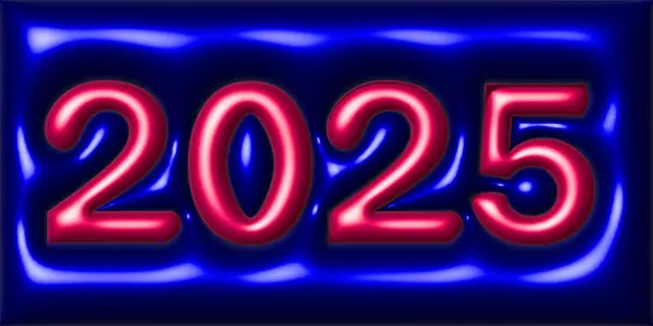 Yeni yıl 2025. - Mutlu yıllar. Mavi arka planda pembe renkli 2025 sayılı cilt 3 boyutlu sayılar. 2025 yılının aydınlık kutlaması.