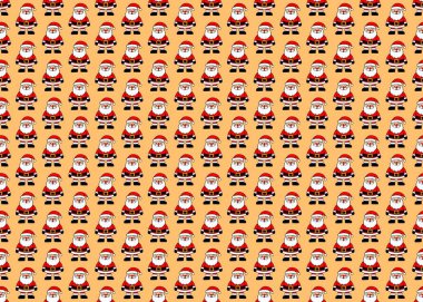   Noel Baba 'da kusursuz bir düzen var. Noel Baba 'yla Noel geçmişi. Bej arka planda kırmızı elbiseli Noel Baba..