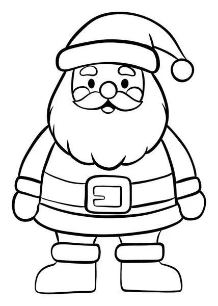   Noel Baba 'lı çocuklar için siyah beyaz boyama kitabı. Çocukların kış boyama kitabı. Noel Baba doğrusal stilde.