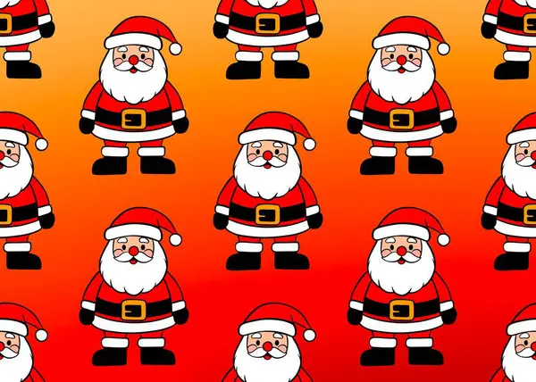   Noel Baba 'da kusursuz bir düzen var. Noel Baba 'yla Noel geçmişi. Turuncu arka planda kırmızı elbiseli Noel Baba..