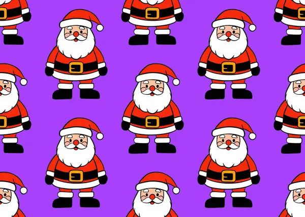   Noel Baba 'da kusursuz bir düzen var. Noel Baba 'yla Noel geçmişi. Mor arka planda kırmızı elbiseli Noel Baba..