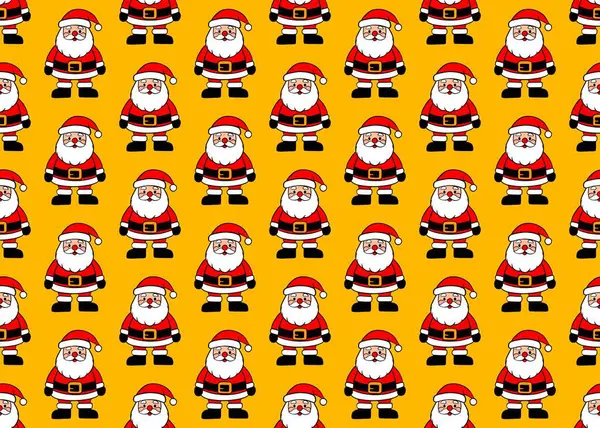   Noel Baba 'da kusursuz bir düzen var. Noel Baba 'yla Noel geçmişi. Sarı arka planda kırmızı elbiseli Noel Baba..