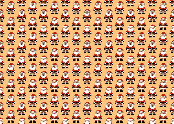   Noel Baba 'da kusursuz bir düzen var. Noel Baba 'yla Noel geçmişi. Bej arka planda kırmızı elbiseli Noel Baba..