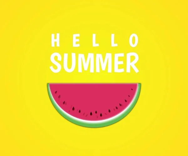 Hello Summer Beach Party Brigh Banner Design Template Fresh Watermelon — Stock Photo, Image