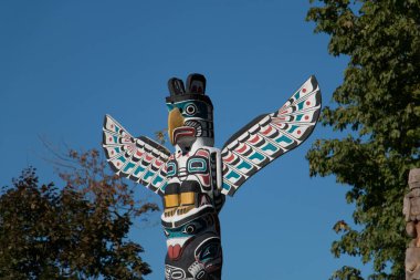 Viktorya adasında totem direği, Vancouver, Britanya Kolombiya, Kanada