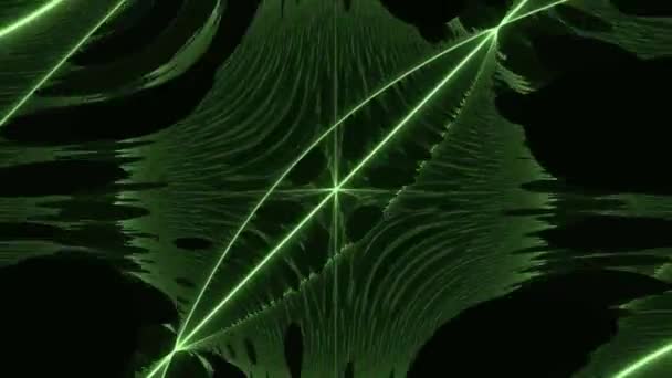 Abstracte Geometrische Kromme Lichten Vormen Groene Kleur Lus — Stockvideo