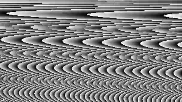 Ruído Monocromático Distorção Onda Pixelado Preto Branco Lento Velocidade Loop — Vídeo de Stock