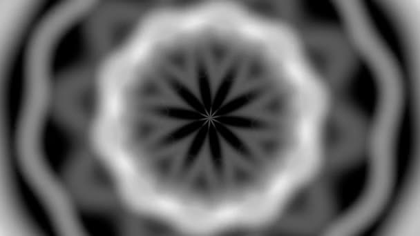 Egzotyczne Dziesięciostronny Monochromatyczny Czarno Biały Mandala Kwiat Świeci Pętla — Wideo stockowe
