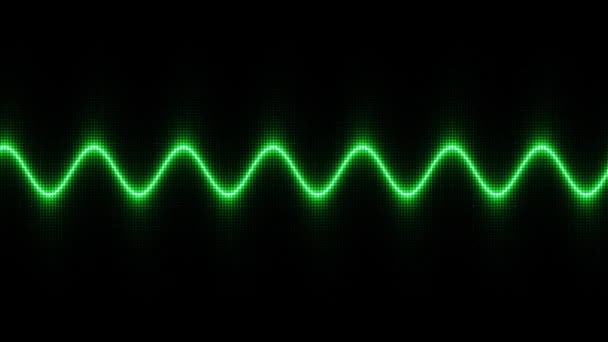 绿色Sine波能量波频率数字点阵显示回路 — 图库视频影像