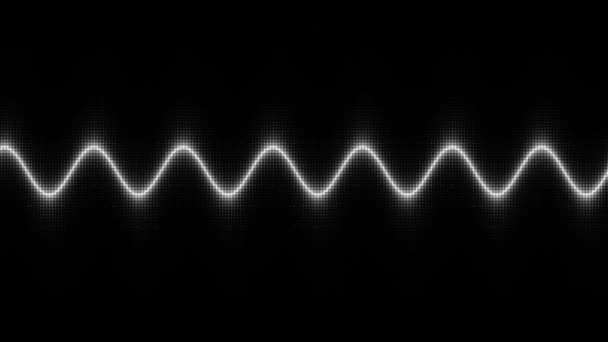 Monochrom Schwarz Weiß Sinus Energiewellen Frequenz Digital Dot Matrix Anzeigeschleife — Stockvideo