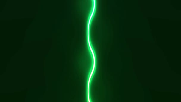 Вертикальний Промінь Зеленого Неонового Світла Рухається Лівою Правою Петлею — стокове відео