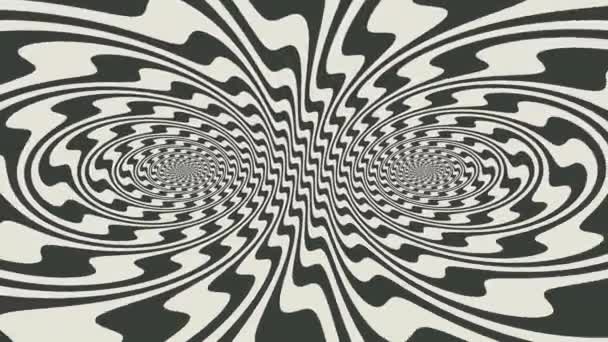 Abstraktes Graustufenmuster Dual Hypnotism Eyes Spiraling Wavy Pattern — Stockvideo