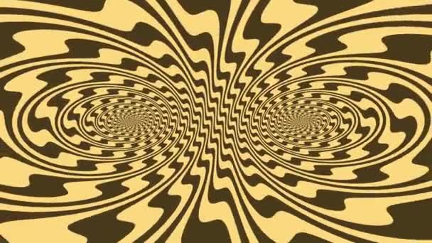 Αφηρημένο Κίτρινο Διπλό Υπνωτισμό Μάτια Σπειροειδές Κυματοειδές Μοτίβο — Αρχείο Βίντεο