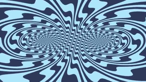 Abstraktes Blaues Dual Hypnotism Eyes Spiralwellenmuster — Stockvideo