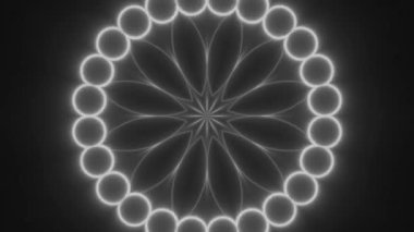 On İki Taraflı Gri Taraf Çiçek Mandala Psikedelik Desen Döngüsü