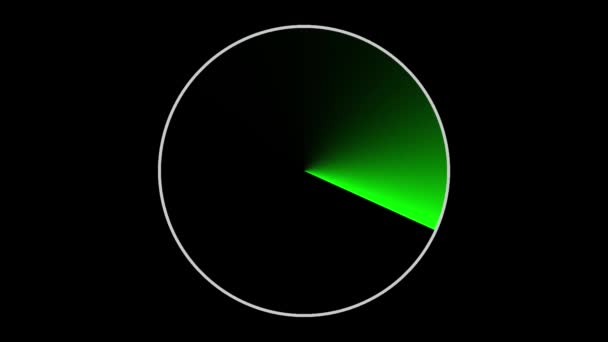 Grünes Rundradar Mit Schwarzem Hintergrund Und Weißer Rahmenschleife — Stockvideo