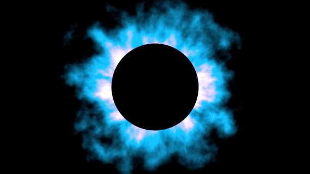 Eclipse Azul Ardiente Con Lazo Del Planeta Forma Redonda Negra — Vídeo de stock