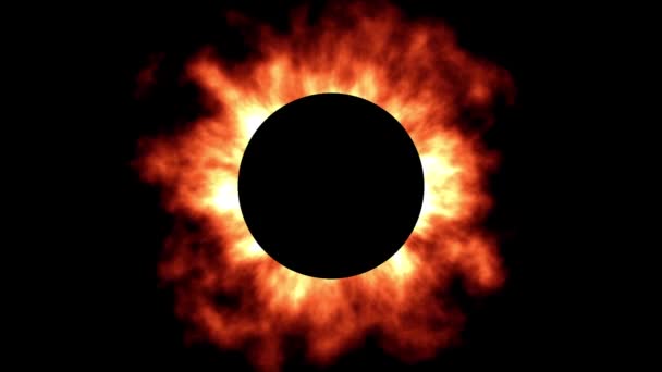 Eclipse Rojo Ardiente Con Lazo Negro Forma Redonda Planeta Loop — Vídeos de Stock