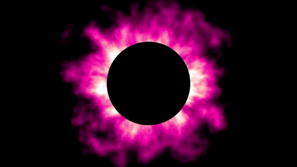 Eclipse Púrpura Ardiente Con Lanzamiento Negro Forma Redonda Planeta Loop — Vídeo de stock
