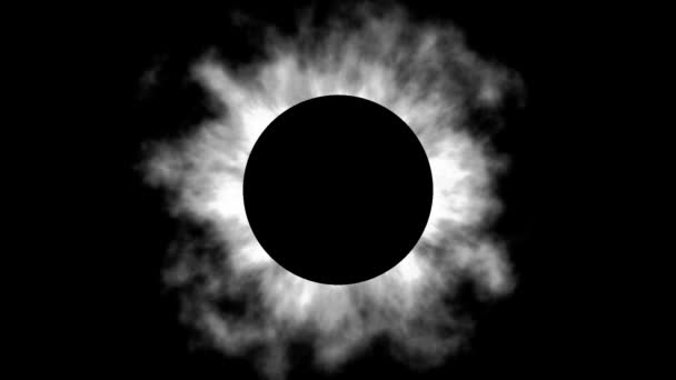 Feurige Monochrome Schwarz Weiße Finsternis Mit Pitch Black Shape Planet — Stockvideo