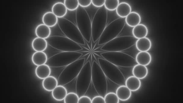 Twelve Sided Greyscale Floral Mandala Psychedelic Pattern Loop — Stockvideo