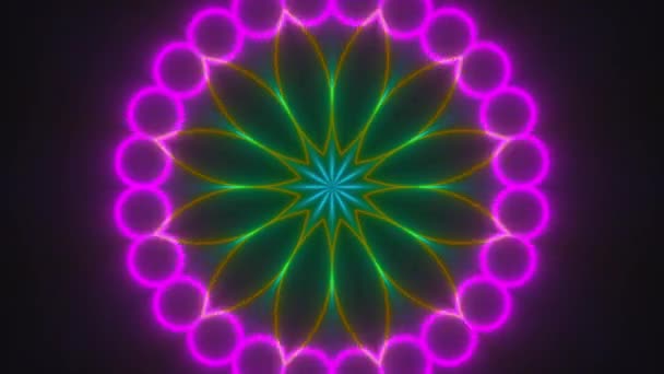 Doze Lados Colorido Floral Mandala Psychedelic Pattern Loop — Vídeo de Stock