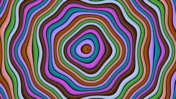 Ipnotico Colorato Vintage Spirale Cerchio Organico Ripple Loop — Video Stock