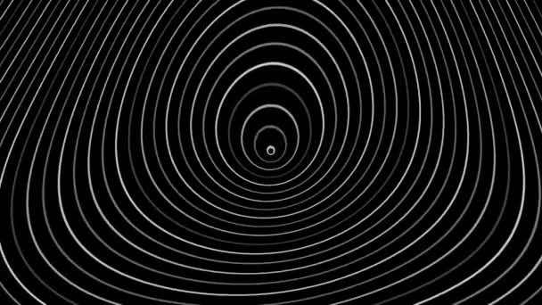 Гіпнотичний Чорний Білий Вінтажні Гумові Лінії Органічні Хвилі Петлі — стокове відео