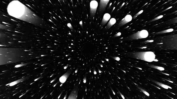 Черно Белая Космическая Деформация Траектория Звездной Системы Гипер Скоростной Экран — стоковое видео