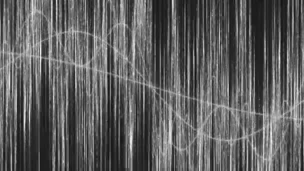 明亮的霓虹灯光环的宏伟灰度Sine波 — 图库视频影像