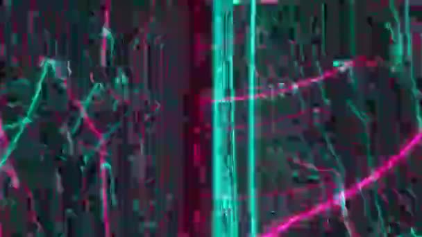 Chaotyczny Agresywny Kolorowy Glitch Neon Glow Napęd Padaczkowy Indukowany Pętlą — Wideo stockowe