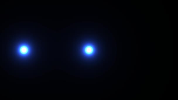Zwei Blaue Kugeln Leuchten Eine Statische Der Mitte Die Andere — Stockvideo