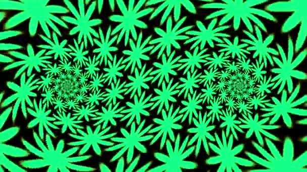 Гипноз Двойной Стержень Зеленый Цветок Крутящийся Лепесток — стоковое видео