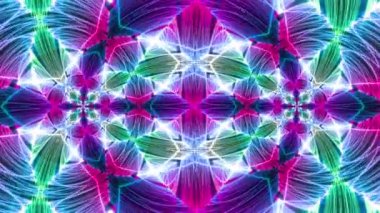 Fütürist Ayna Parlak Neon Işıkları Çiçek Mandala Titreşimli Elektrik Döngüsü II